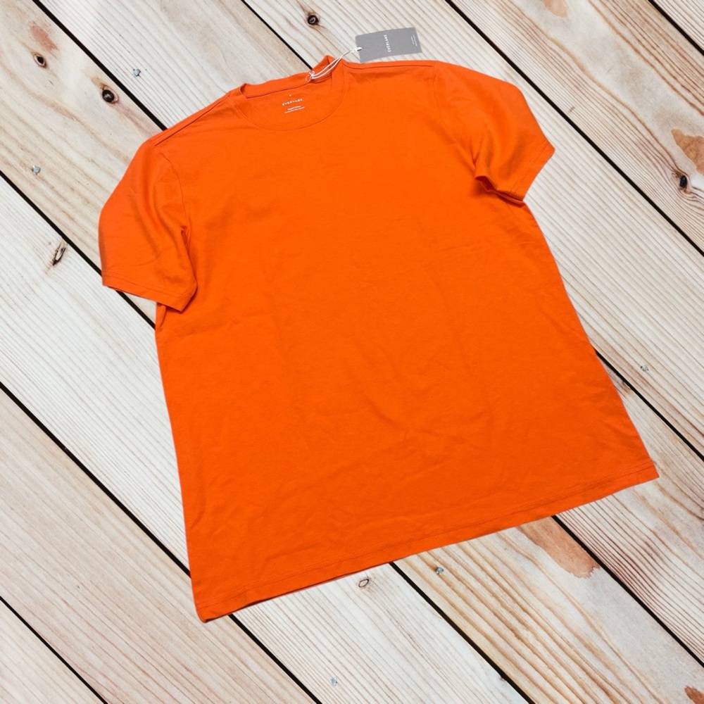 NWT Everlane men’s M organic cotton orange premium weight crew tee - Picture 1 of 12